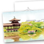 水彩 風景画 平安神宮の庭 ぬり絵