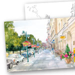 水彩 風景画 ロシアの街並 ぬり絵